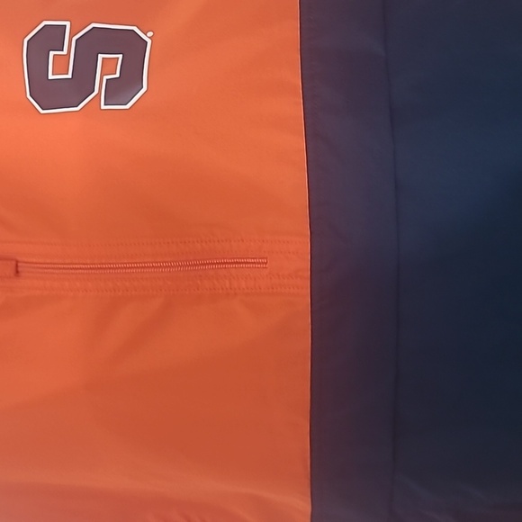 Syracuse Windbreaker Hooded Rain Jacket Black Orange 1/4 Zip Pocket Drawcord - Picture 8 of 9